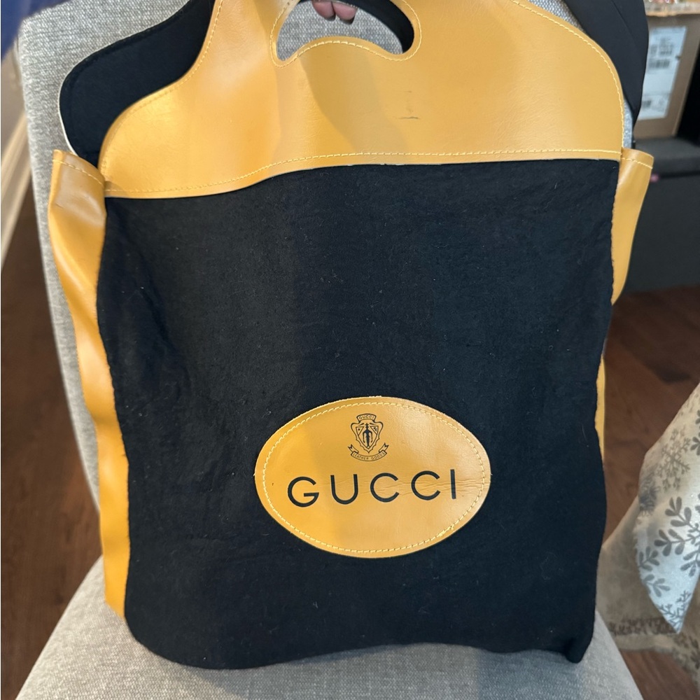 Gucci Black and Mustard Yellow Canvas Shoulder Bag